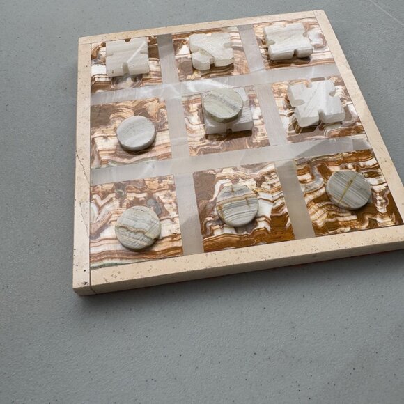 Mini Marble Xs and Os Set, Marble Board, Vintage 70s, Marble Stone, XOX, Games, - Picture 3 of 6